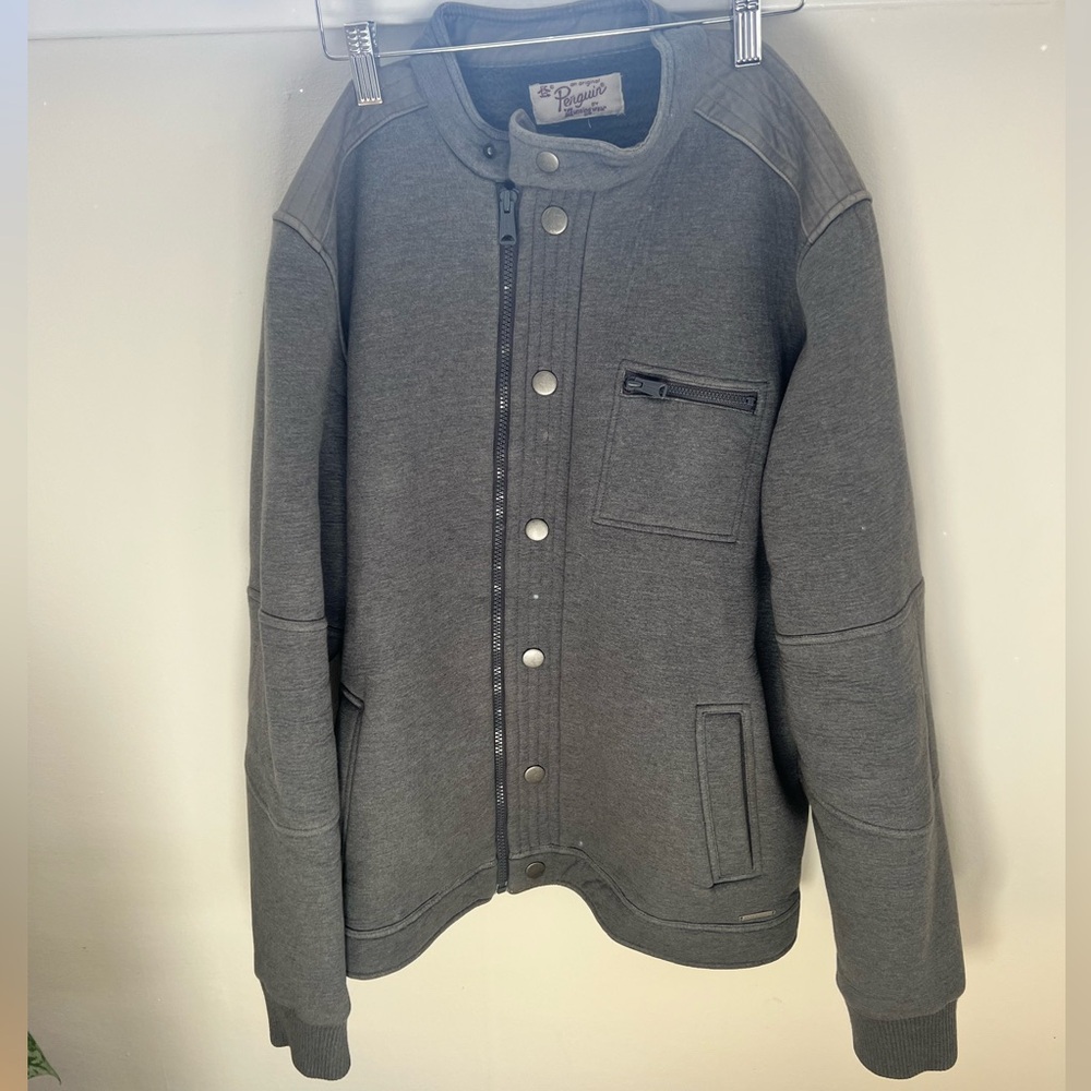 Original Penguin Gray Snap-Front Zip Jacket
